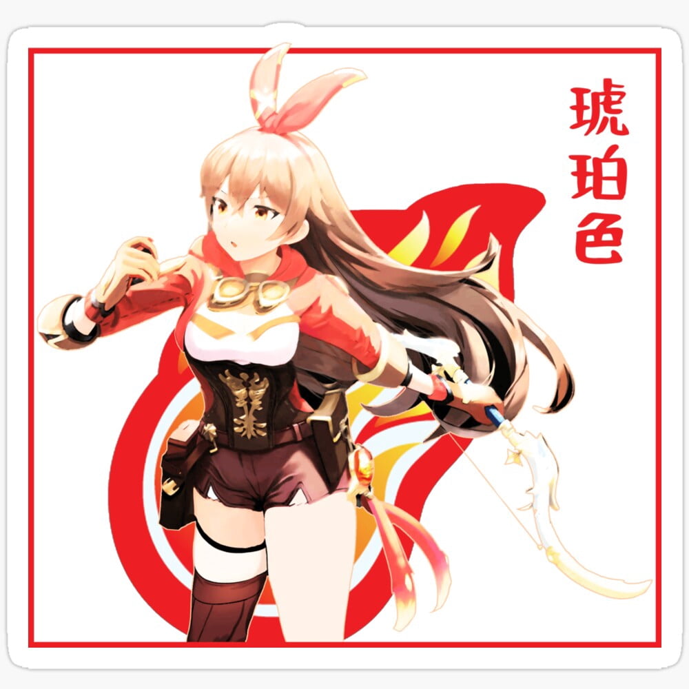 Amber Genshin Impact Aesthetic Anime Vaporwave Sticker Phone Decal ...