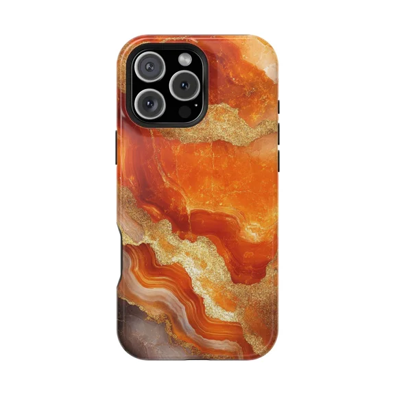 Amber Geode Marble Texture Pattern Case for iPhone 17 to 11 Pro Max