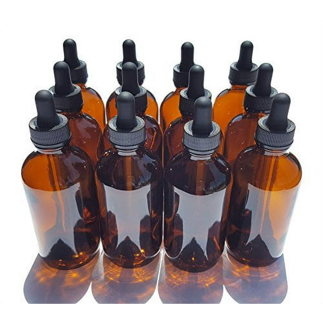 Amber Glass Bottle 4oz with Dropper(12 pack)