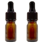 Amber Glass Bottle - 5 ml 1/6 fl oz w/ Glass Dropper - Pack of 2