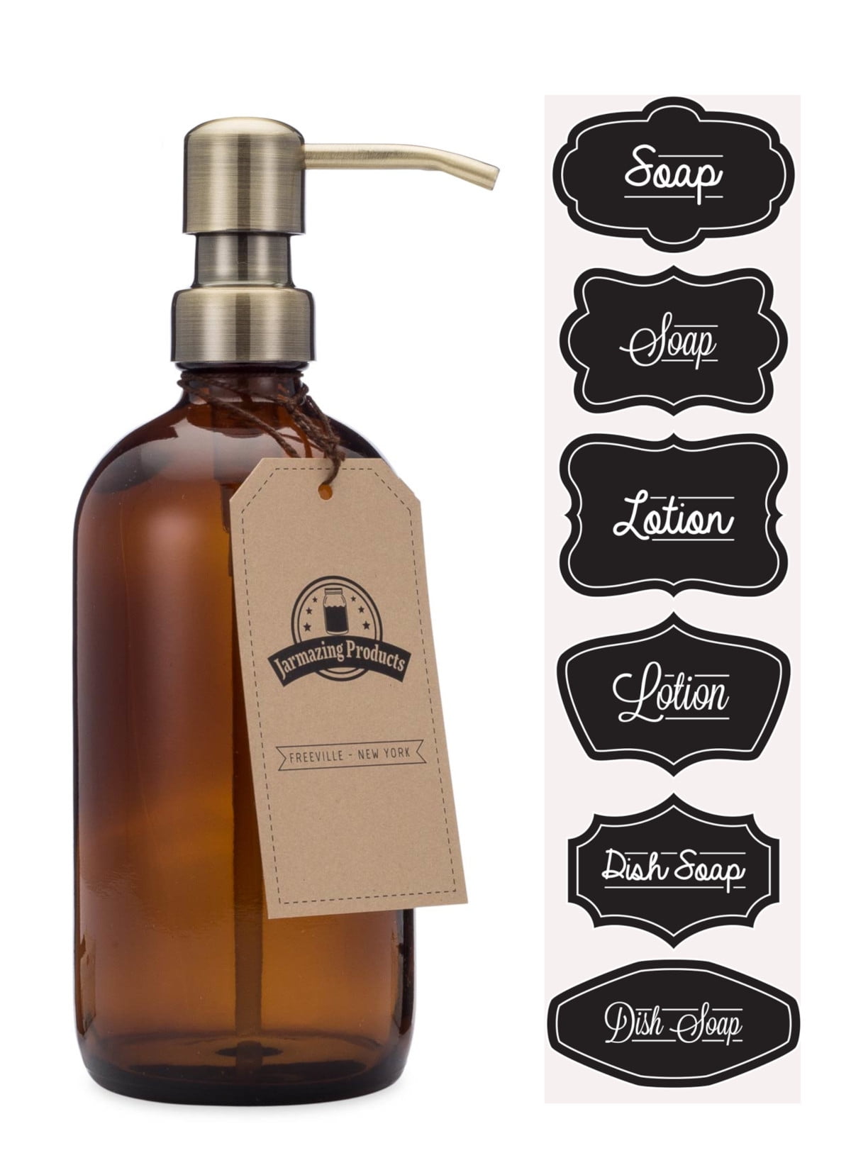 Glass Bottle Soap and Lotion Dispenser with Pump