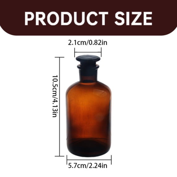 Amber Glass Bottle with Glass Stopper, Refillable Dispensing Bottle for Homemade Extract, Essential Oil, Massage Liquid, DIY Craft & Decoration