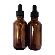 Amber Glass Bottles with Eye Droppers 2 oz, 2 pk For Essential Oils, Colognes & Perfumes, Blank Labels Included