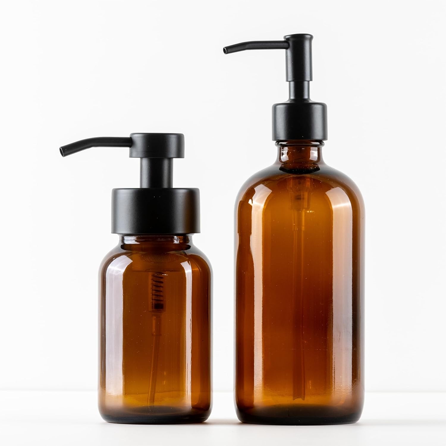 Amber Glass Foaming Hand Soap And NonFoaming Dish Soap Glass Bottles