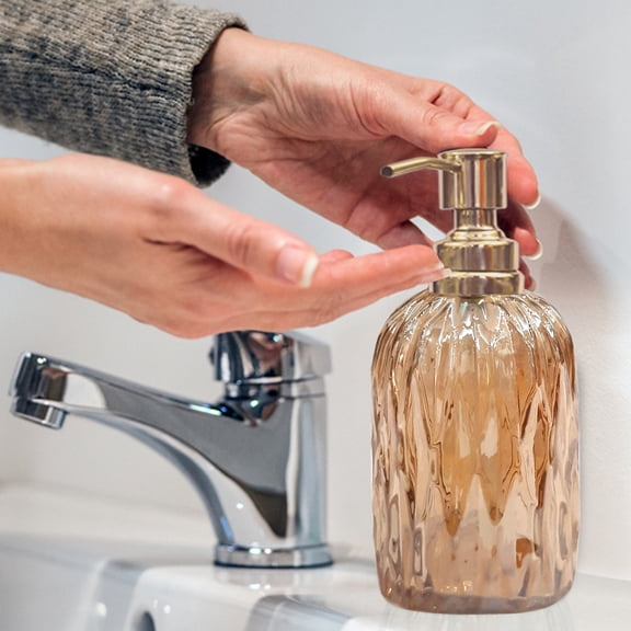 Amber Glass Liquid Soap Dispenser Pump for Bathroom and Kitchen Sink