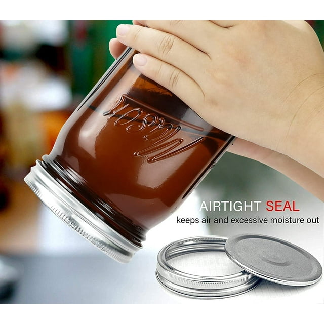 Amber Glass Mason Jars 32 Oz Wide Mouth With Airtight Lids And Bands 6