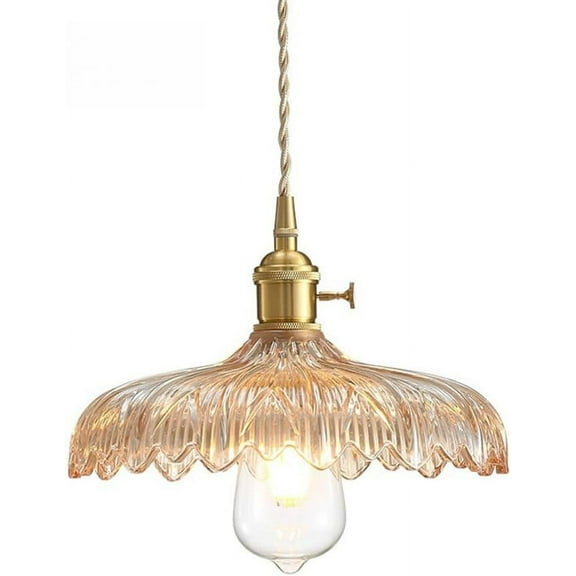 Amber Glass Pendant Light for Kitchen Island, Modern Farmhouse Pendant Lighting with Switch, Nordic Decorative Pendant Light Fixture, Vintage Rustic Pendant Lamp for Dining Room Over Table