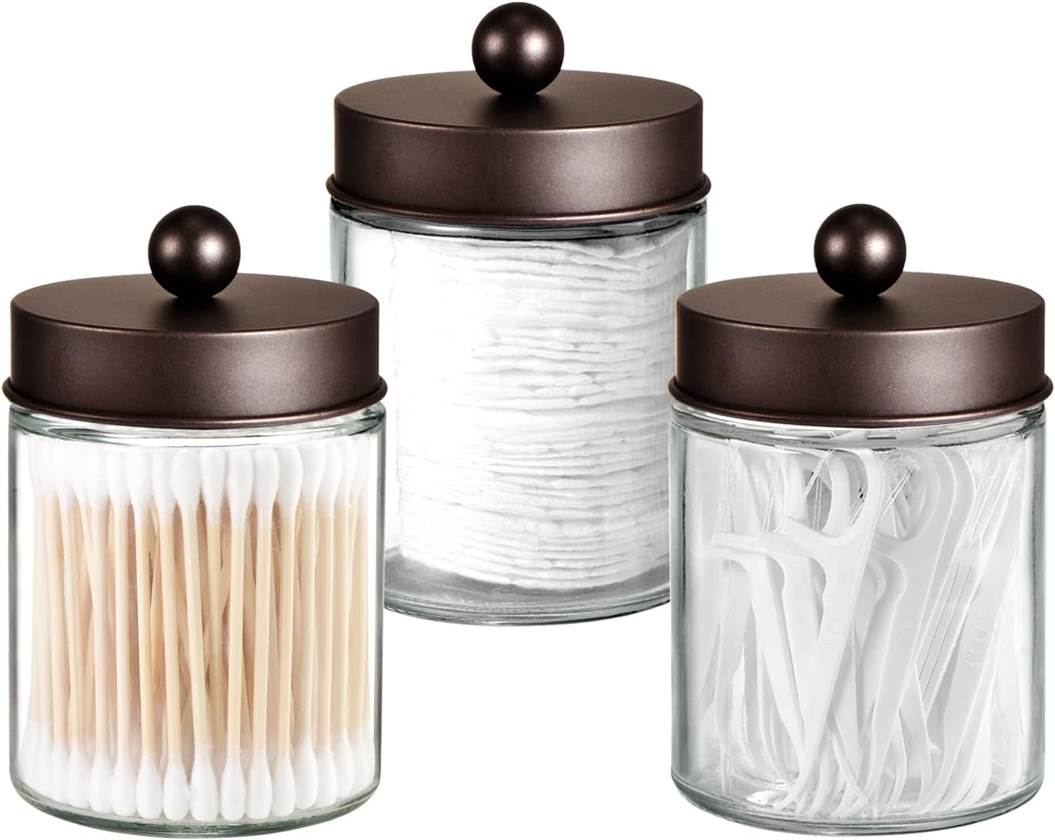 Amber Glass Qtip Holder, Apothecary Jar,Qtip Dispenser with Metal Lid ...