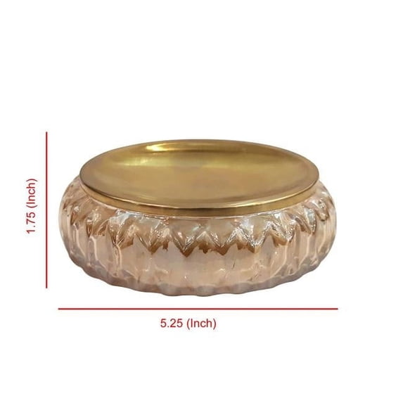 Amber Glass With Gold Colored Steel Soap Dish