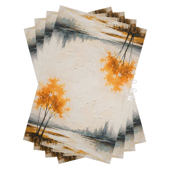 Amber Gold Trees Kitchen Towels Dish Towel Pack of 4 Rustic Mountains Lake Reflection Landscape Soft Dish Cloth Set Absorbent Dishcloth for Drying Dishes, Hand Towels 18 x 28 Inches