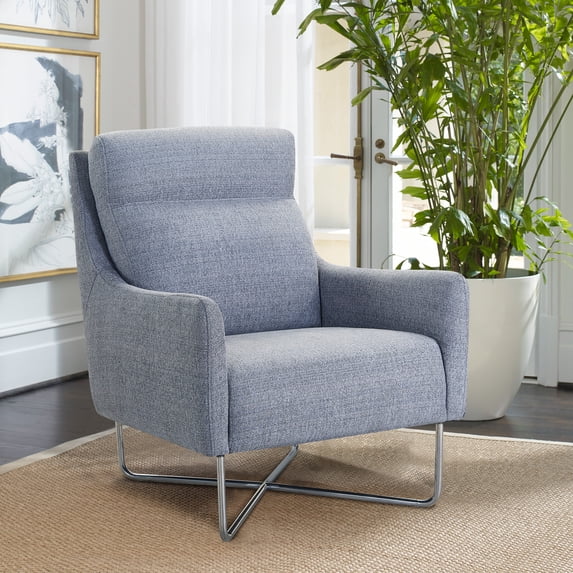 Amber Graphite Swoop Arm Accent Chair with Metal Base