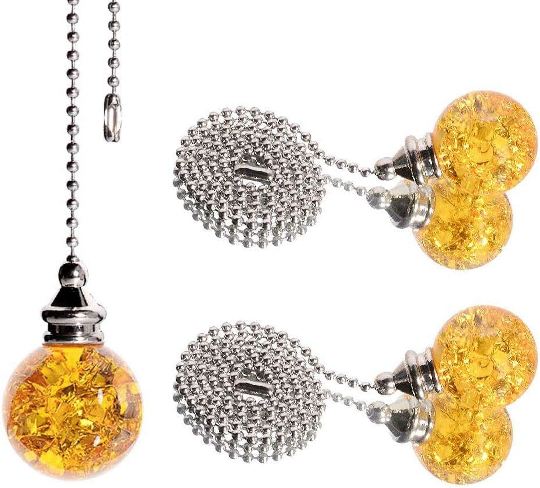 Amber Ice Cracked Ball Pull Chain, Crystal Glass Pull Chain, Crystal
