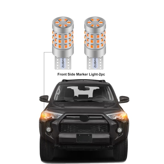 Amber LED Front Side Marker Light Bulbs for 1996-2024 Toyota 4Runner, 168 194 T10 Replacement Lamps, Super Bright, 2-Pack