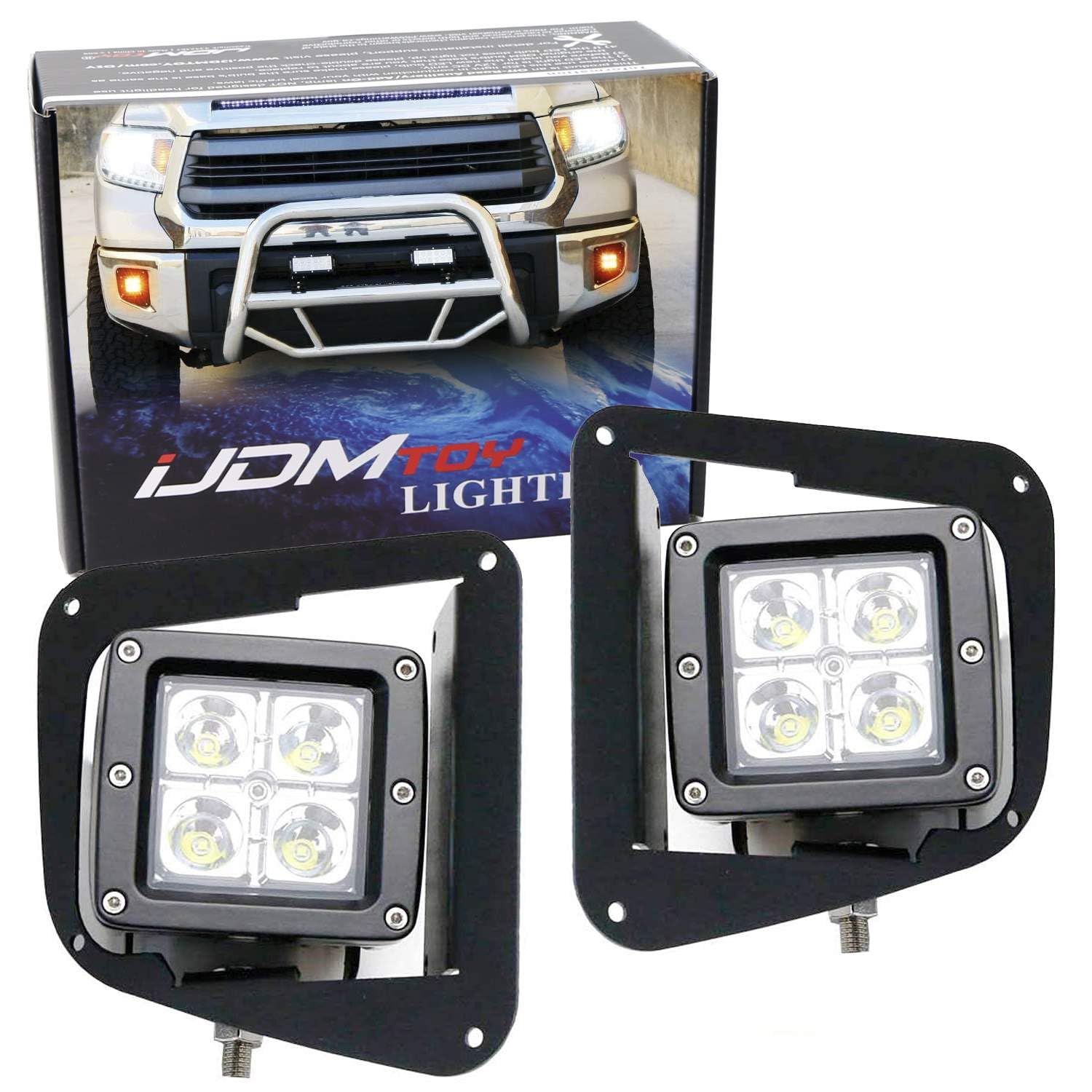 Amber LED Pod Light Fog Lamp Kit For 2014-21 Toyota Tundra, Includes (2)  20W High Power LED Cubes, Foglight Bezel Covers, Mounting Brackets &  Wiring/Adapter Harnesses - Walmart.com