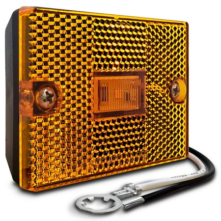 Amber LED Side Marker Light DOT Certified IP67 Waterproof Integrated Reflector For Utility Boat Trailers Over 80" Camper RV Clearance Light