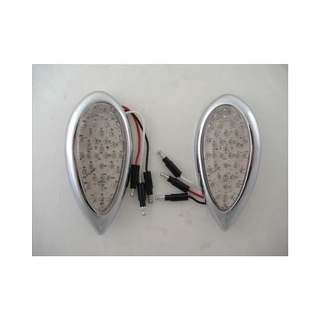 Amber LED Tear Drop Running Park Turn Signal Lights / Clear Lens / Chrome Bezel