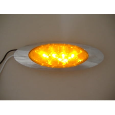 Amber LED Truck Trailer Side Marker Clearance Lights / Chrome Bezel