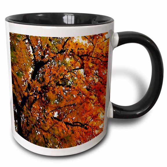 3drose, Amber Leaves of Fall, 11oz Two-tone Black Mug