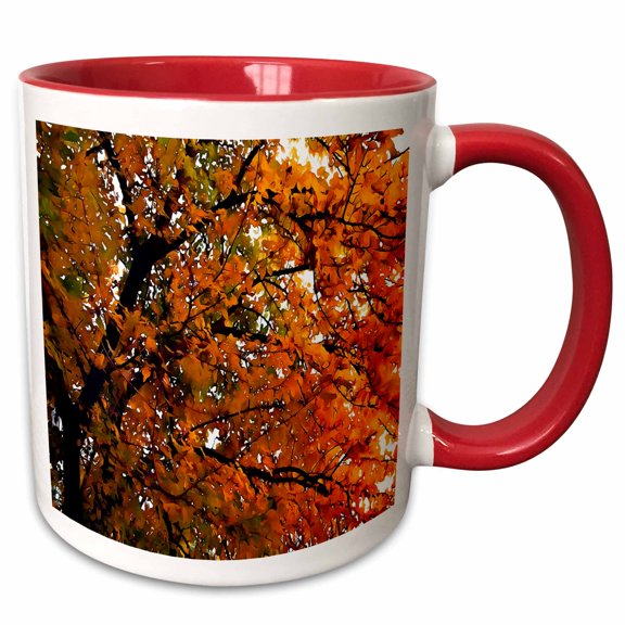 3drose, Amber Leaves of Fall, 11oz Two-tone Red Mug