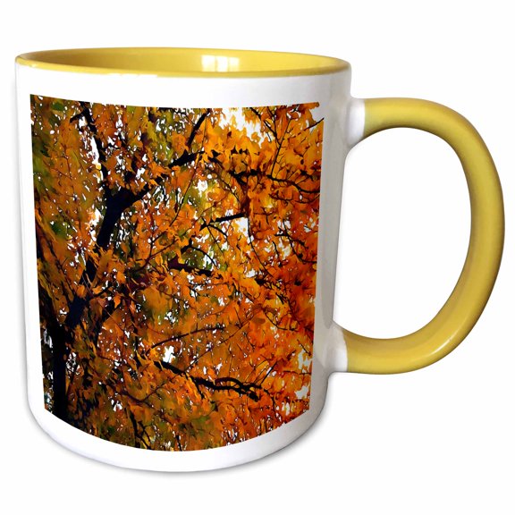 3drose, Amber Leaves of Fall, 11oz Two-tone Yellow Mug