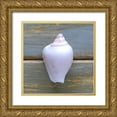 thumbnail image 1 of Amber Light Gallery 26x26 Gold Ornate Wood Framed with Double Matting Museum Art Print Titled - White Shell, 1 of 4