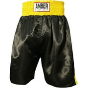 Fearless Classic Satin Pro-Style Boxing Trunks, Premium Lightweight Fight Shorts for Training, Sparring, and Gym Wear, Black/Gold, Large
