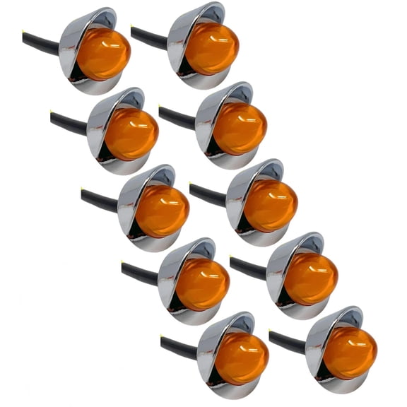 Amber Mini Watermelon Lights 3/4" Dia 1-LED GLO Clear Lens Dome Style IP65 10x