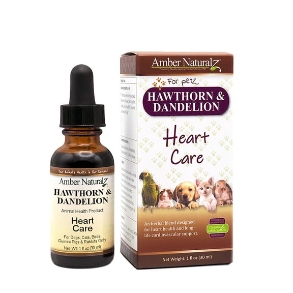 Amber NaturalZ Hawthorn and Dandelion for Pets | For Heart Health, Circulation, & Fluid Balance 1oz