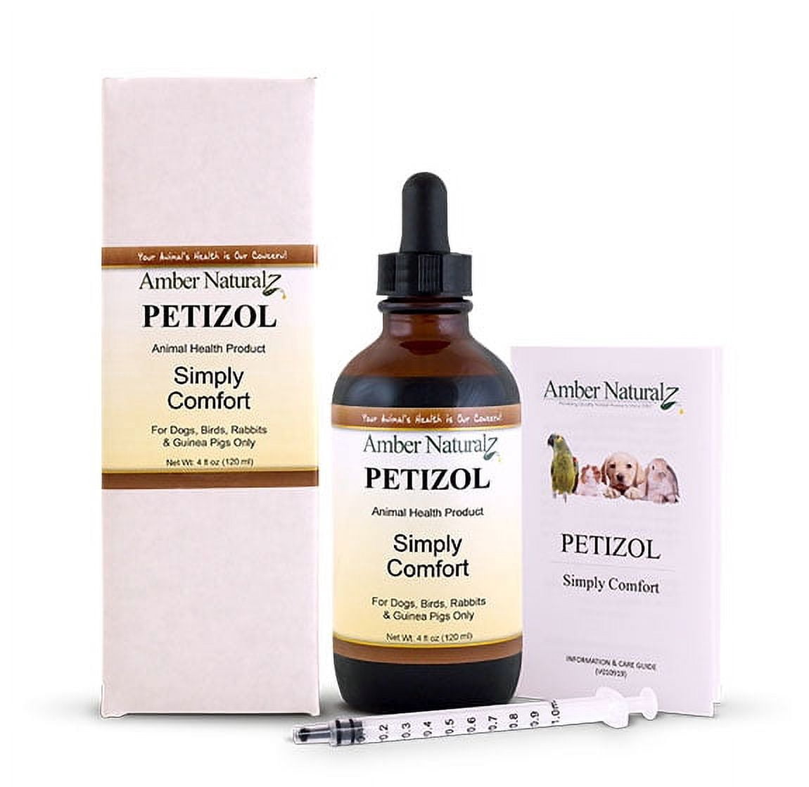 Image showcasing Amber NaturalZ Petizol Simply Comfort Herbal Supplement for Dogs, Birds ...
