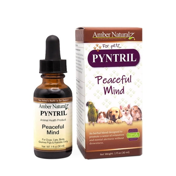 Amber NaturalZ Pyntril Peaceful Mind Herbal Supplement for Dogs, Cats, Birds, Rabbits, and Guinea Pigs | Supports Normal Behavior Patterns and Promotes Relaxation Without Drowsiness