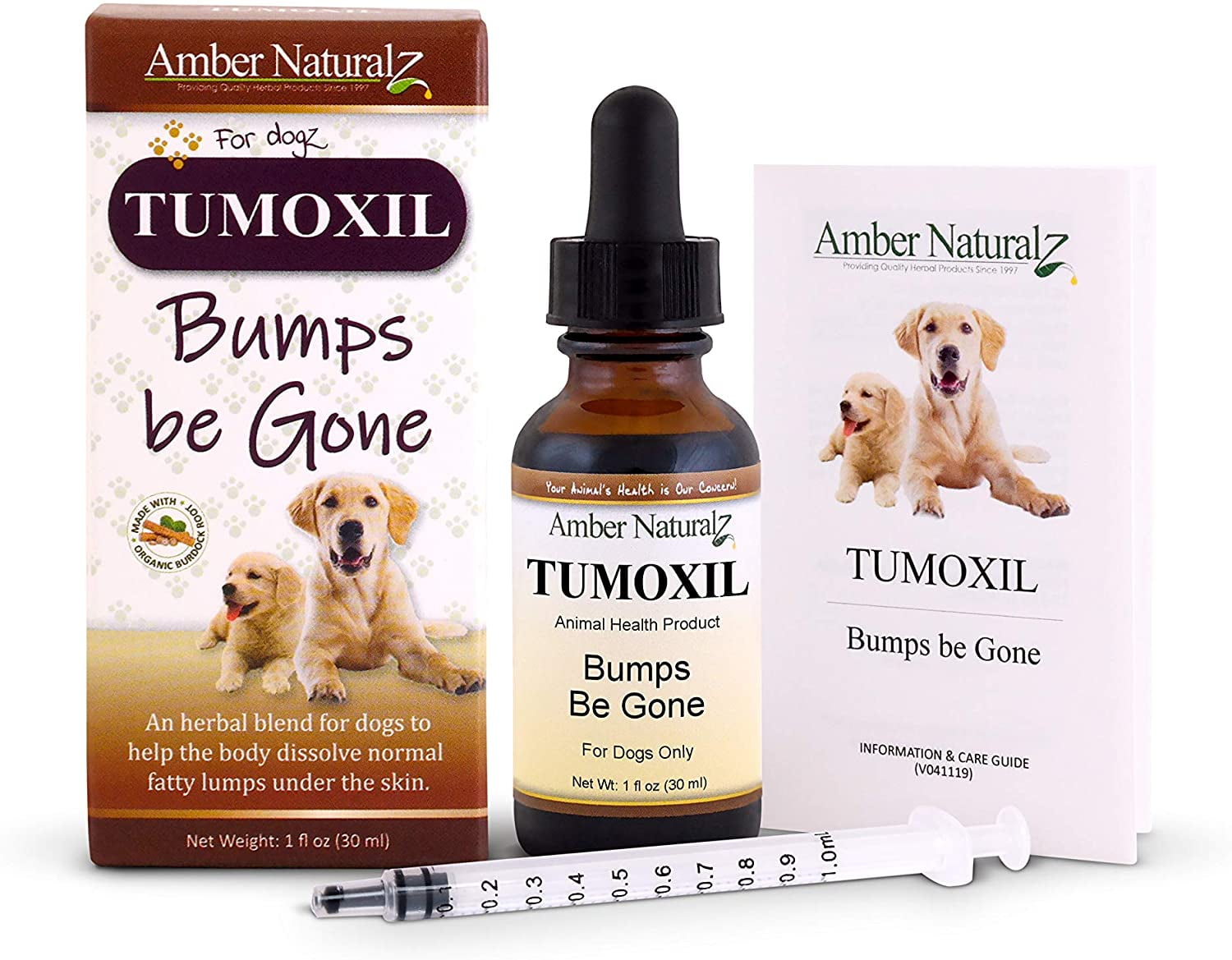 Amber NaturalZ Tumoxil Herbal Supplement for Dogs, 1 Fluid Ounce Glass Bottle