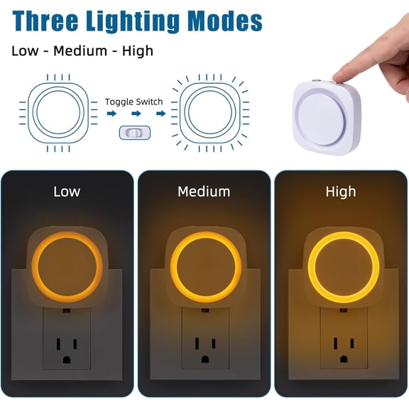 Amber Night Lights Plug into Wall, 4 Packs Dimmable Night Light with Dust to Dawn Sensor, Automatically Turn on and Off, Gentle Glow Nightlight for Bathroom,Bedroom,Stairs,Kitchen,Hallway, Amber
