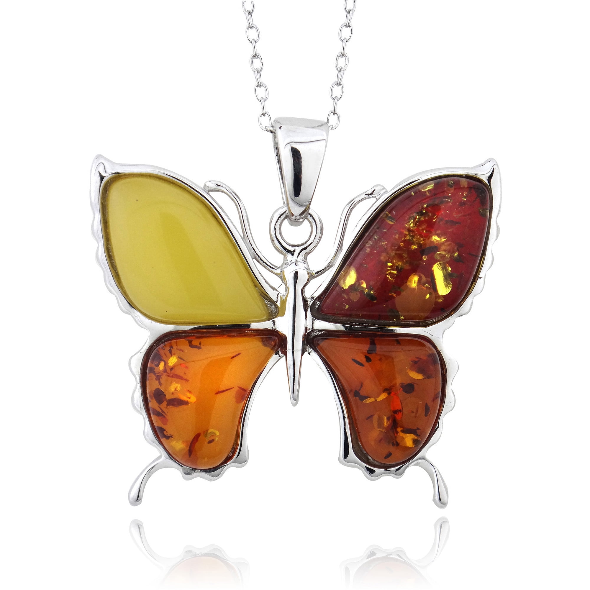 Amber butterfly necklace deals