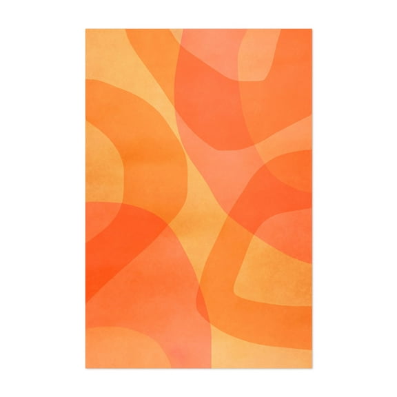 Amber Orange Abstract Flow - Painting Abstract Geometric Modern Art Mid-Century Modern Minimalist Retro Psychedelic Unframed Wall Art Print 4 x 6 inches