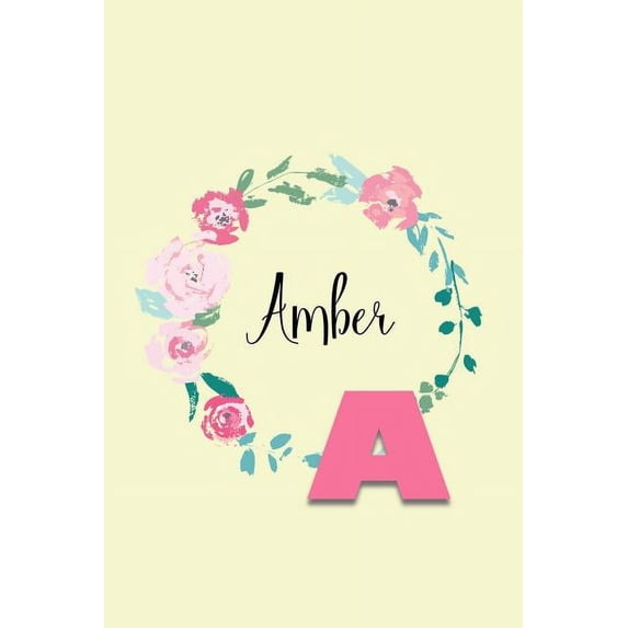 Amber: Personalized Monogram Initial Journal - Pink Marble and Gold Cover with Feminine Pages for Women and Girls