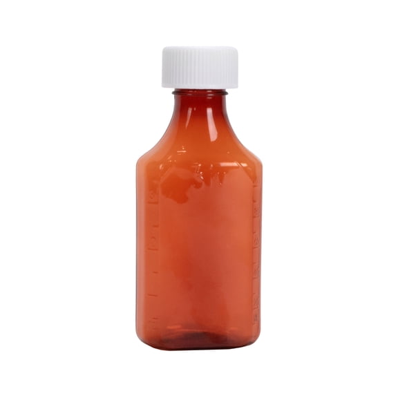 Plastic Amber Oval Liquid Medicine Bottles, 4oz, 200 Count, Child Resistant Cap/Safety Lid, Pharmacy Prescription Dispensing Bottle