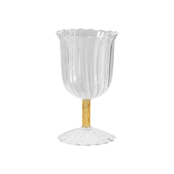 Amber Ribbed Glass Vase with Twisted Stem