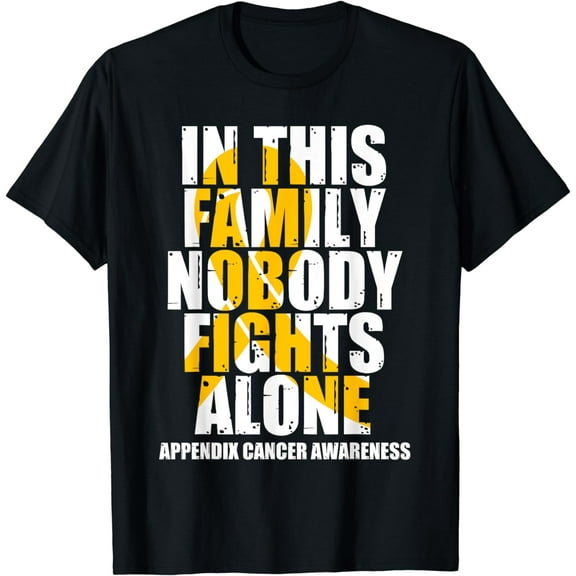 Amber Ribbon Family Appendix Cancer Awareness T-Shirt