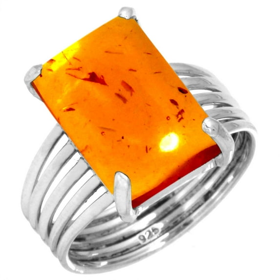 Amber Ring 925 Sterling Silver Handmade Jewelry