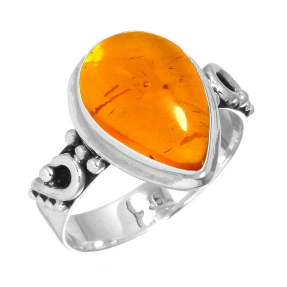 Amber Ring 925 Sterling Silver Handmade Jewelry