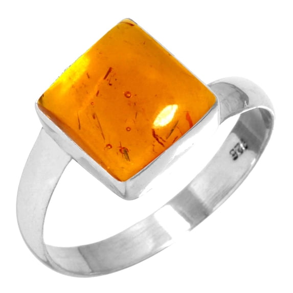 Amber Ring 925 Sterling Silver Handmade Jewelry