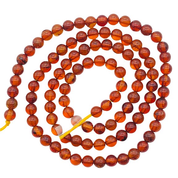 Amber Round Bead Strand | 4 mm | Red | 105 Beads |