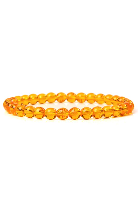 Amber Round Beaded Stretch Bracelet