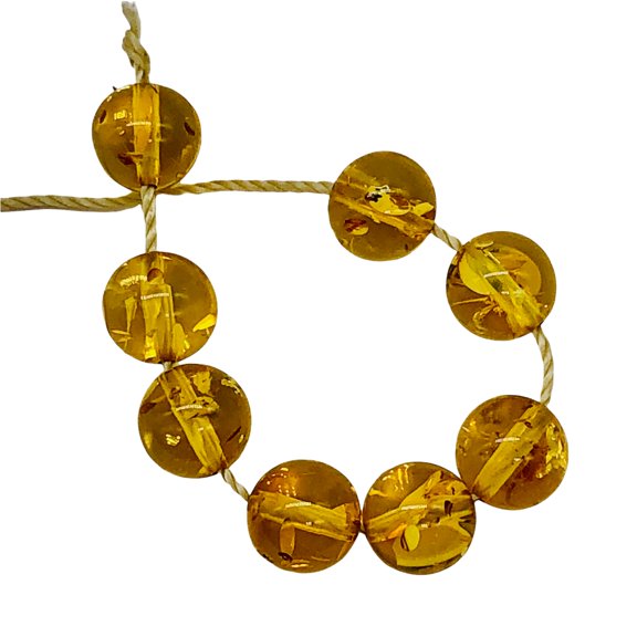 Amber Round Beads | 6 1/2 mm | Yellow | 8 Beads |