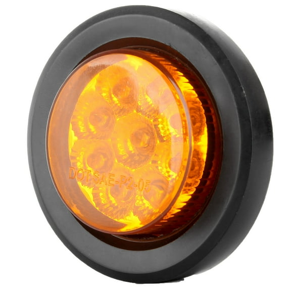 Amber Round Side Marker Light 2" 9 LED Clearance Marker Lamp 10 Pcs Replacement fit for Truck Trailer Stylish Rubber Mounting Grommet and Pigtails 2 Pack White Oval Rubber Mount Sealed LED Light