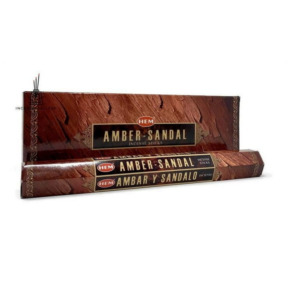 Amber-Sandal - Box of Six 20 Stick Tubes - HEM Incense