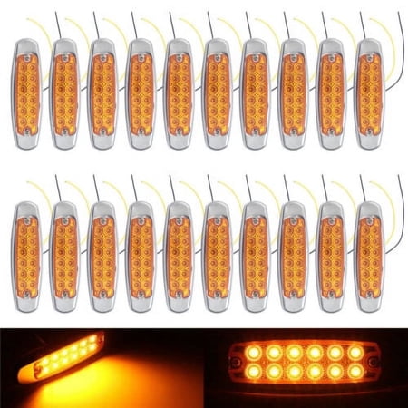 Amber Side 20PCS 12V Marker Light Clearance 12-LED Truck Trailer For Peterbilt