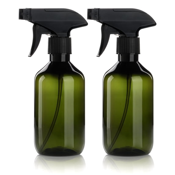 Amber Spray Bottles, 2Pcs 300ml Empty Spray Bottles for Cleaning, Mist Water Spray Bottle for Hair and Gardening, Adjustable Trigger Sprayer with Spray Stream Settings