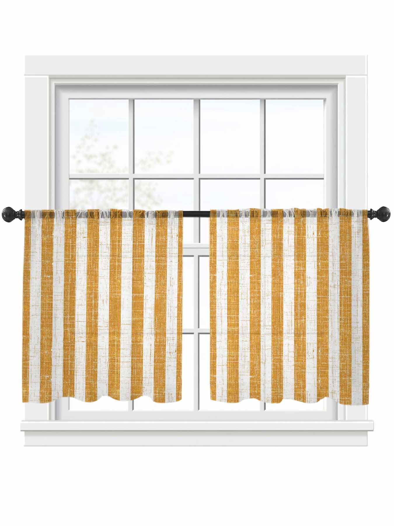 Amber Stripes Sheer Curtains for Living Room Bedroom, Modern