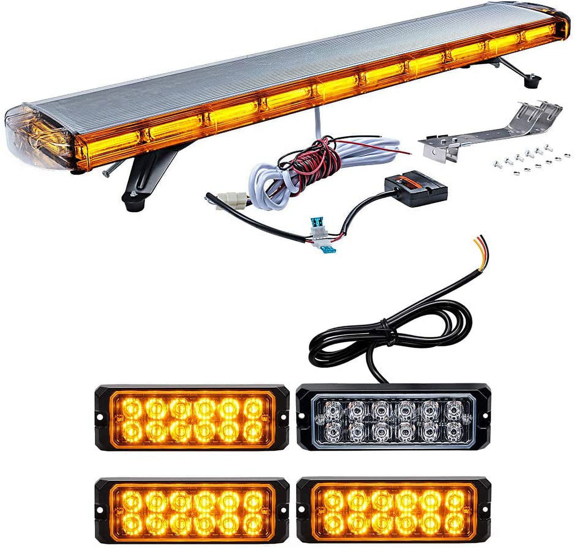 Amber Strobe Light Bar Emergency Beacon Warn Top Roof Truck